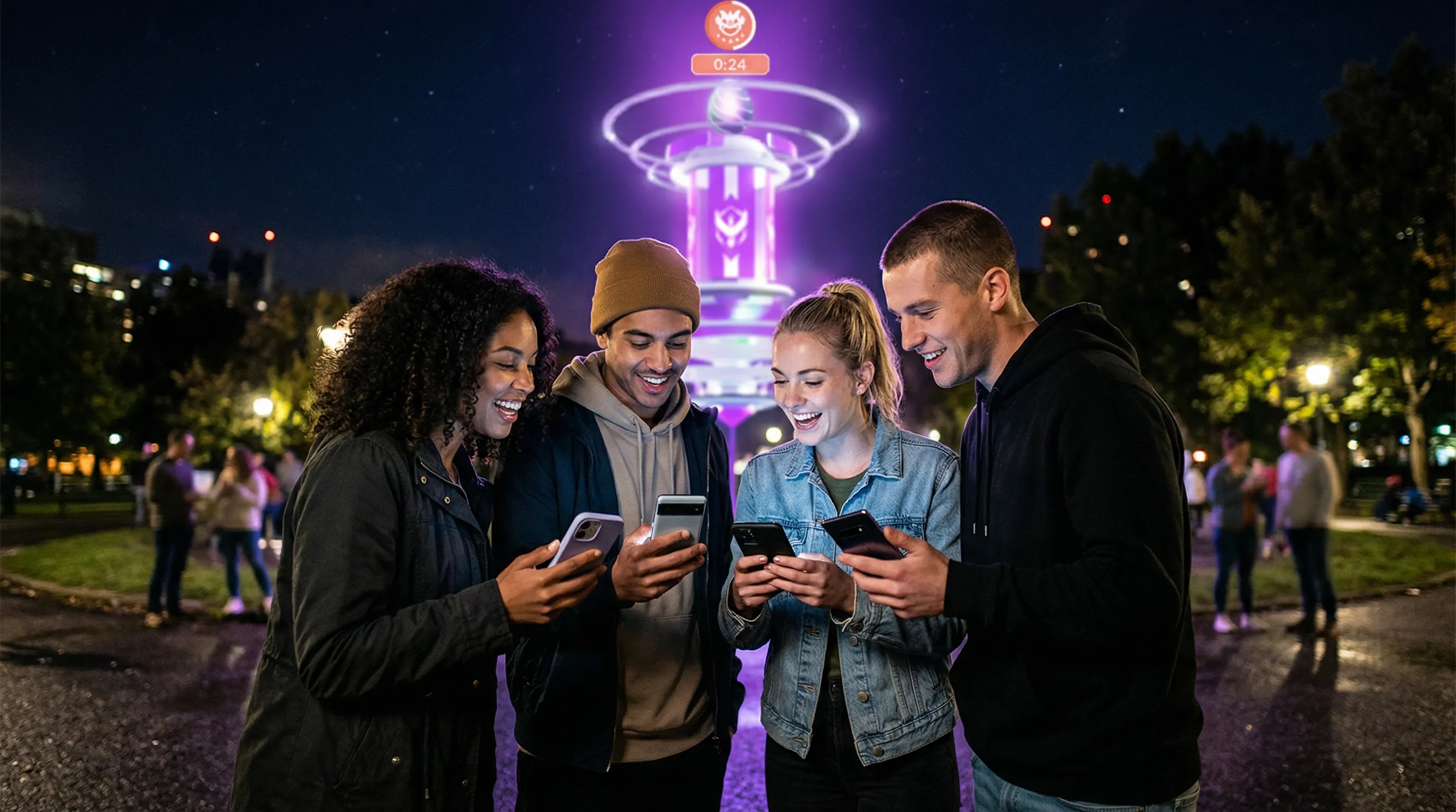 Pokemon GO Mewtwo raid team setup — group of players preparing for Mewtwo raid battle